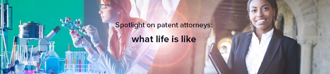 聚光灯下专利律师的横幅:工作生活是什么样的