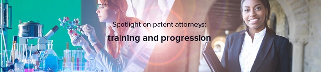 聚焦专利律师的横幅:培训和进步